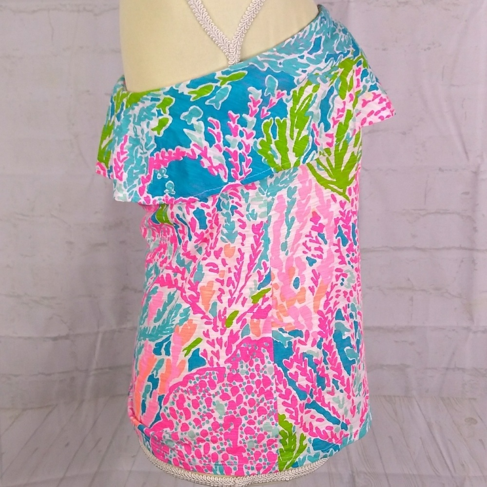 Lilly Pulitzer Let's Cha Cha Tube Top Coral Wiley - Picture 6 of 8